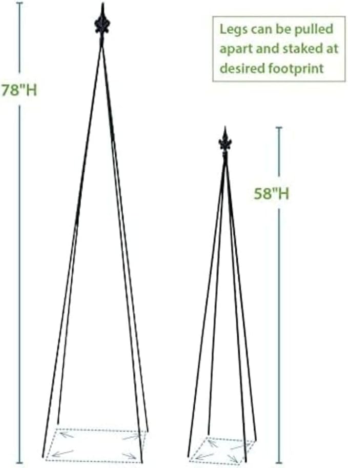 Fleur-De-Lis Wrought Iron Trellis for Climbing Plants Elegant Black Metal Garden Art for Patio Yard Décor Durable Plant Support Frame for Flowers Vines and Vertical Outdoor Landscaping