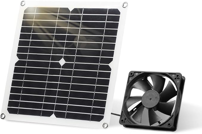 SUNYIMA Solar Panel Fan Kit 12W Weatherproof Solar Panel with DC Fan for Small Chicken Coops Greenhouses ShedsPet Houses Window Exhaust (Single Fan)