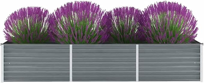 Gray Galvanized Steel Raised Garden Bed - Deep &amp Wide Weather-Resistant Easy Assembly