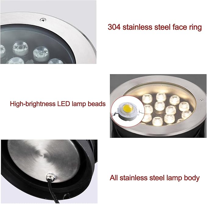 LED Underwater Pond Light with Fountain Feature Recessed Landscape Lighting Buriable Spotlights
