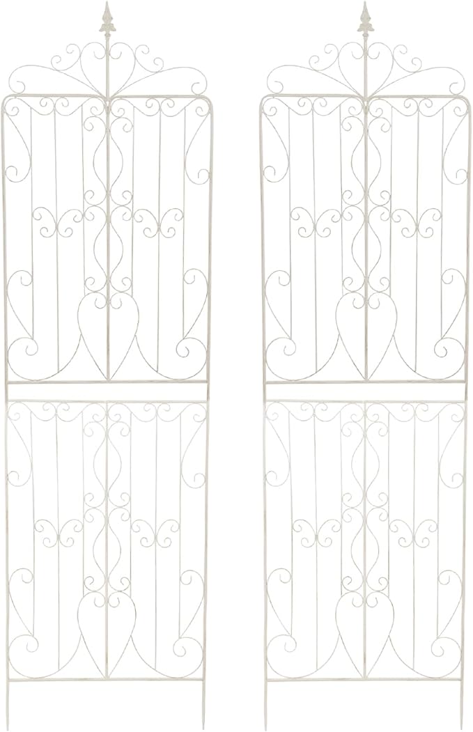 Sungmor 2 Pack Large Garden Trellis for Climbing Plants 92.5 Inch Tall Rustic White Garden Metal Trellis Decorative Trellis for Outdoor Rose Vines Cucumbers Support Greenhouse Flowerbed Backyard