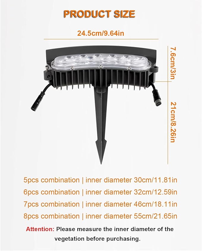 Solar Garden Lights Low Voltage Landscape Tree Ring Lights Landscape Spotlights for Palm Tree Planters Lawn(2000KPack of 8)
