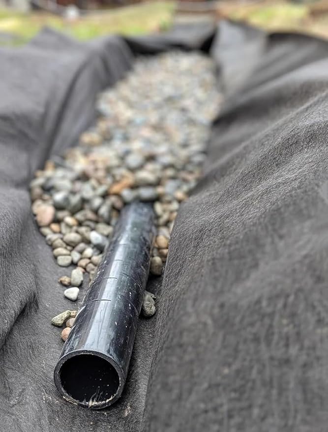 Geotextile Filter Fabric French Drain Weed Barrier Landscape Fabric Heavy Duty 7oz Commercial Grade Woven Non Woven Ground Cover for Driveway &amp Road Stabilization Erosion Control(Black0.8mx50m
