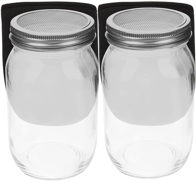 1set Sprouting Kit Blackout Sleeves Indoor Sprouting Jar Screen Lids for Broccoli Mung Bean Growth Complete Set Jars and Tray