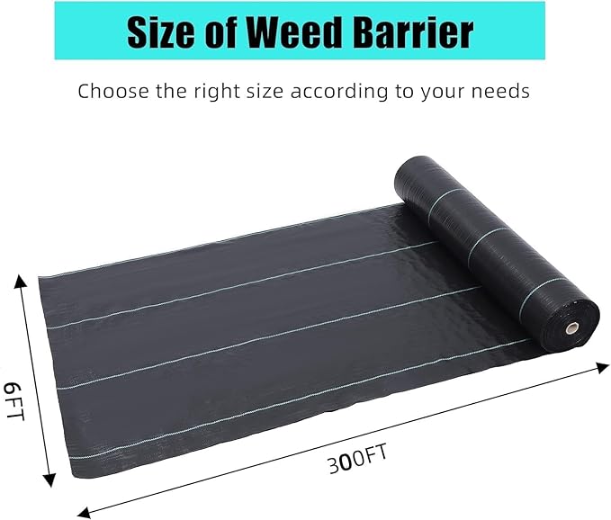 6ft X 300ft Weed Barrier Landscape Fabric Heavy Duty Premium 2.4 oz Ground Cover Weed Block Gardening Mat Easy Setup &amp Superior Weed Control for Erosion Control Weed Barrier