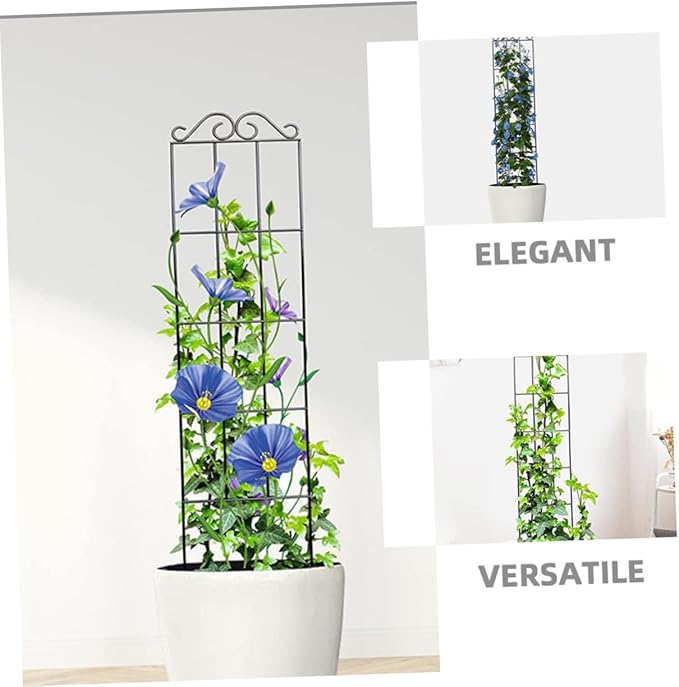 4pcs Black Metal Climbing Plant Support Frame 50x15cm Garden Trellis for Vines Flowers Vegetables Potted Plant Stand for Home and Outdoor Use