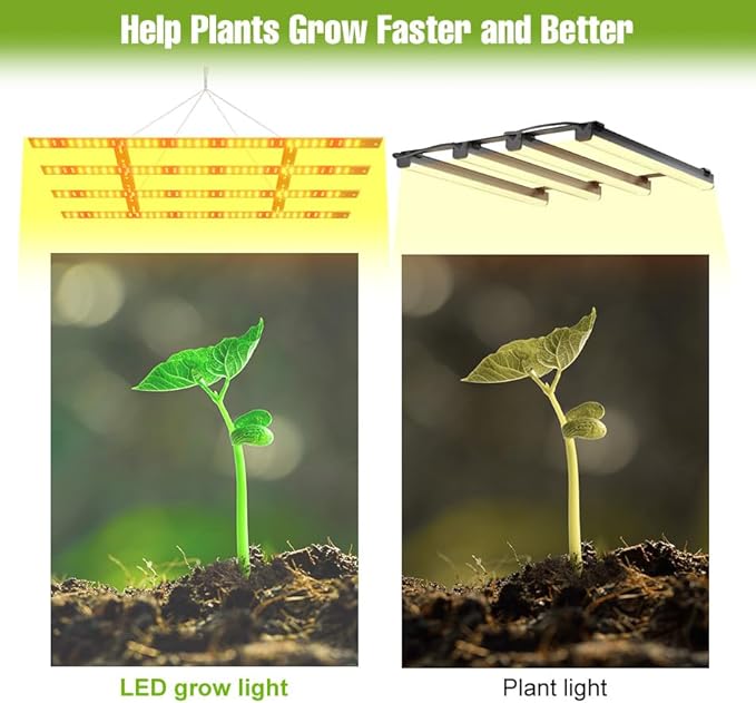 600W LED Indoor Seedling Lights Sunlight 100-277V Hydroponic Planting Panel Lamp UV/IR Succulent Cultivate Lamps Potted Fruit Flower Vegetable Cactus Moss Fill Lighting 110V US Plug with Hook Hanging