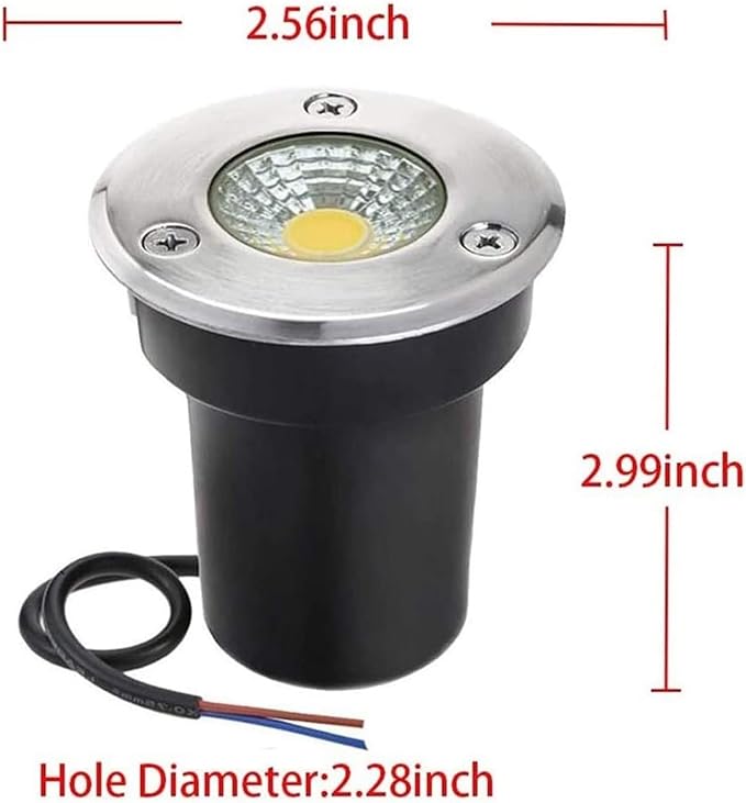 6PCS 3W IP67 Waterproof LED Landscape Lights - Stainless Steel Recessed Spotlights Low Voltage 12V Mini Well Lights