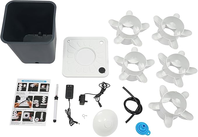 Hydroponic Growing System(No Seedlings Included) 25-Pod Hydroponic System12V 3W Outdoor Indoor Vertical Garden Home Gardening System for Indoor Herbs and Vegetables (Grey)