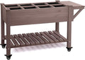 Aivituvin 52.7x22x30in Raised Garden Bed Elevated Wood Planter Box Stand with Wheels for Outdoor Gardening Liner Included 230lbs Capacity
