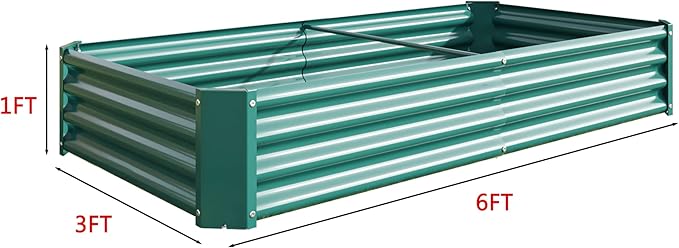 Raised Garden Bed Outdoor 6×3×1ft Metal Raised Rectangle Planter Beds for Plants Vegetables and Flowers - Green