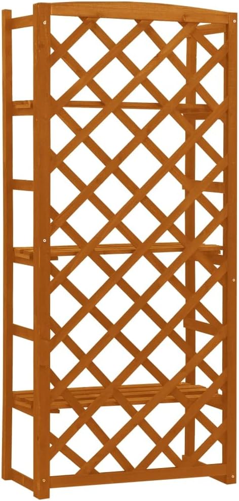 vidaXL Plant Rack 3-Tier Plant Stand with Trellis Plant Shelves for Indoor and Outdoor Flower Pot Stand for Patio Balcony Porch Solid Wood