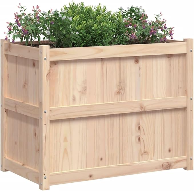 Wooden Raised Garden Bed Garden Planter Box Outdoor Wood Raised Garden Bed for Planting Plants Vegetables 35.4x19.7x27.6 Solid Wood Pine-243