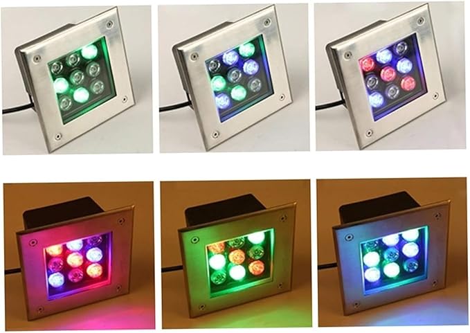 Outdoor Buried Lights - Square Garden Landscape Lamp IP67 Waterproof Recessed LED Spotlight 12V Low Voltage Led Well Lights for Yard Lawn Patio Pathway Garage Illumination(Blue light18 W)