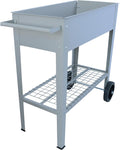 Mobile Metal Raised Garden Bed Cart with Legs Elevated Tall Planter Box with Wheels for Outdoor Indoors House Patio Backyard Vegetables Tomato DIY Herb Grow (Gray)