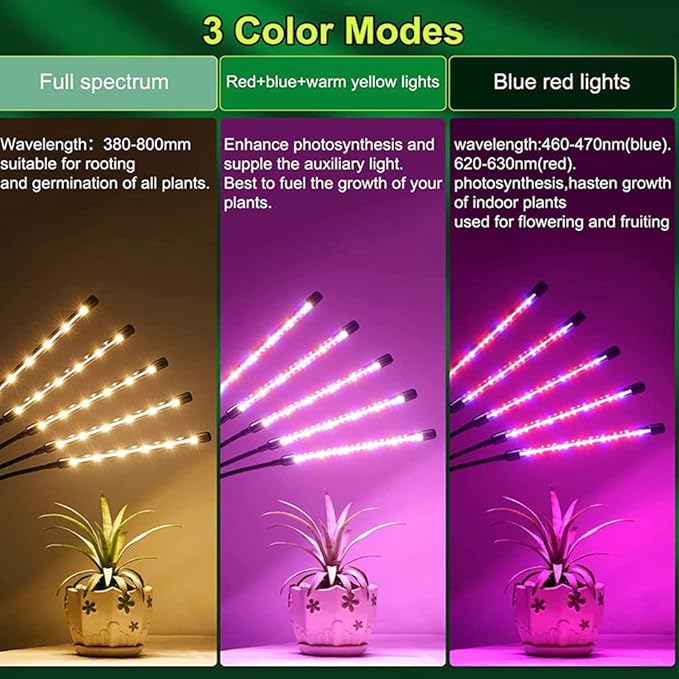 Grow Light for Indoor Plants Full Spectrum Grow Light Indoor Plant Lights 5 Head 165 LED Floor Plant Light with Stand 10 Level Grow lamp Light for Plants (5-Heads Grow Lights)
