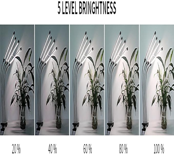 RUNAAJA Long Four-Head Clamps Plant Growth Light Succulent Plant Light LED Ground Insert Plant Light with Auto On/Off Timer 4H/8H/12H/18H Plant Grow Light