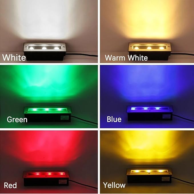 LED Landscape Lights - Outdoor Buried Lights AC 220V Stainless Steel Panel Rectangle Floor Ground Light Ip67 One-Piece Lens + Glue Encapsulation Waterproof Recessed Spotlight
