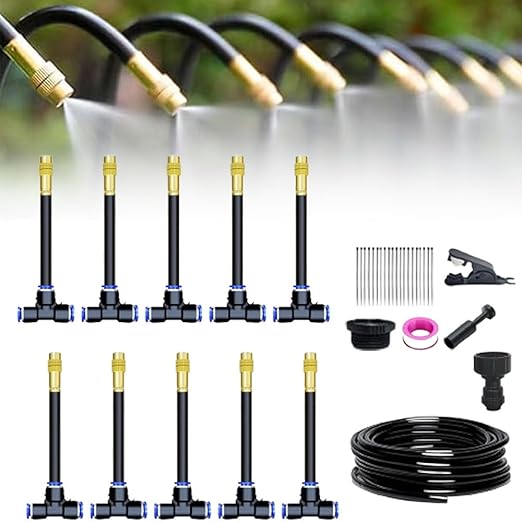 360° Curved Garden Automatic Irrigation System 2025 Upgrade Drip Irrigation System Kits Garden Grid Watering Sprinkler System DIY Irrigation Set for Greenhouse Yard Lawn Raised Garden Bed (32.8 FT)