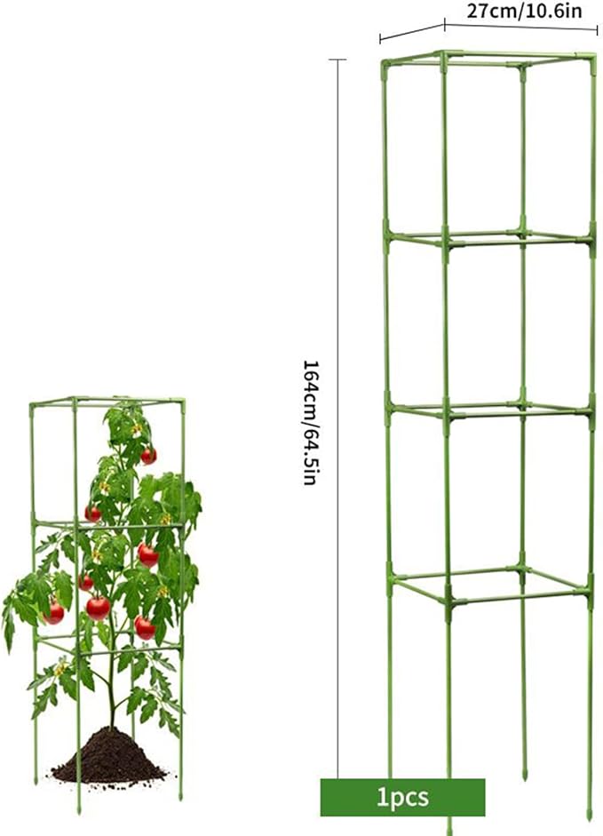 Tomato Trellis - 64 Inch Square Weather Resistant - Tall Garden Trellis Flower Standfor Climbing Vine Flower Vegetable Fruit Indoor Outdoor Raised Bed Yard Patio Balcony