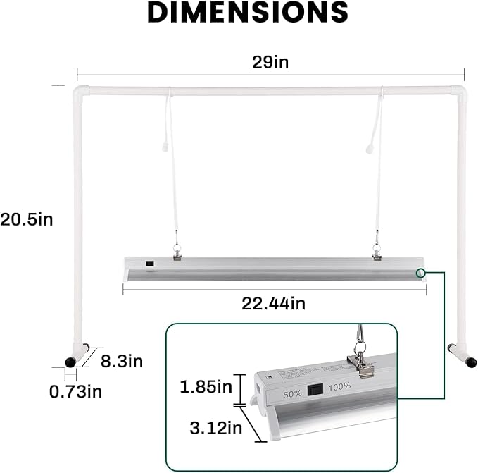 iPower LED Grow Light Stand Natural White Full Spectrum for Indoor Plant Starting Seeds and Propagating Cuttings Height Adjustable 2 Feet