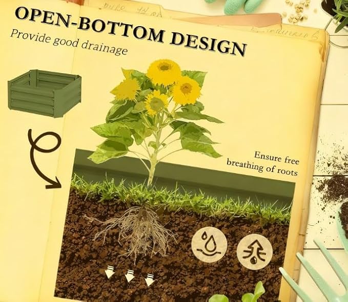 Garden BedGalvanized Planter BoxRaised Garden Bed with Cage for Climbing Vines