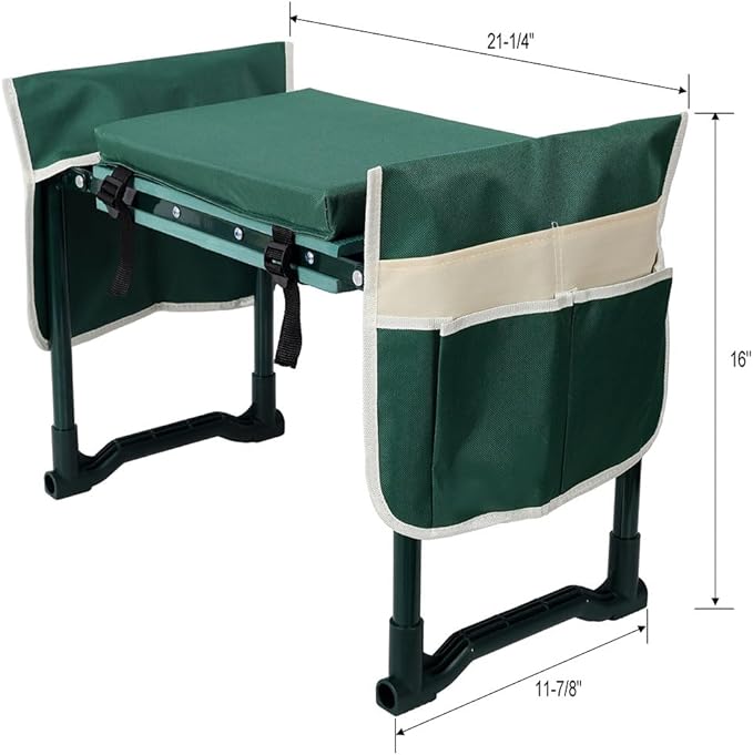 Garden Stool and KneelerHeavy Duty Foldable Gardening Bench Kneeler &amp Stool with 2 Tool Pouch and EVA Foam PadGardening Gifts for Women Mom Men Seniors