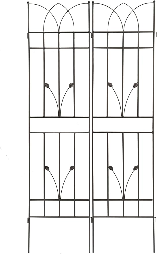 Prime 2 Pack Metal Garden Trellis 71 x 17.7 Rustproof Trellis for Climbing Plants Flower Support Outdoor Brown