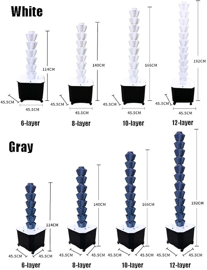 Hydroponics Growing System6/8/10/12 Layers Garden Hydroponics Growing Sys Hydroponics Tower Aeroponics Grow Kit Planting Sysfor Gardening Lover for Fruits VegetablesWhite-12LAYE
