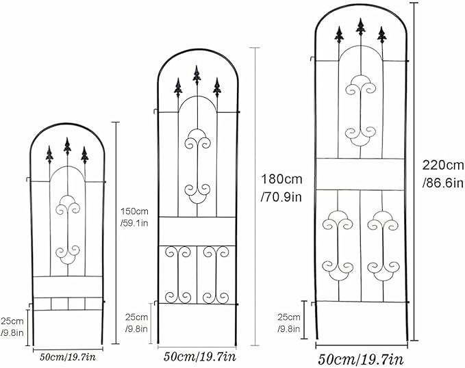 Metal Garden Trellis Climbing Clematis Plant Support Frame Large House Plant Trellis Indoor Heavy Duty Rustproof Black Iron Plant Trellis for Potted Plants SupportBlack150cm