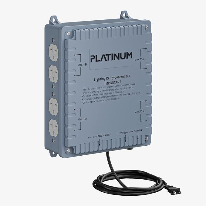 Lighting Relay Controller 8000W 8-Light HID Master Relay Controller w/Trigger Cord for Hydroponics Indoor Grow Lighting (8-Outlet)