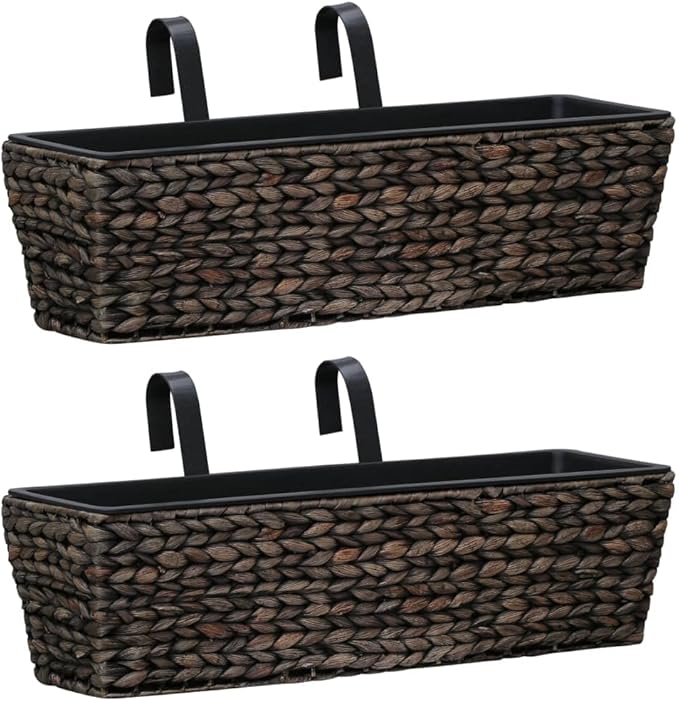Garden Planter Set of 2 Brown Water Hyacinth Steel Raised Welded Bed - Fence Wall Retaining Patio Landscape