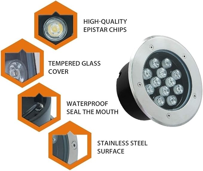 Outdoor Recessed LED Spot Light - LED Landscape Lights - Inground Garden Lamp Outdoor Garden Lighting Waterproof Lights Underground Beam Underground Spotlight RGB 24W(24V) Blue