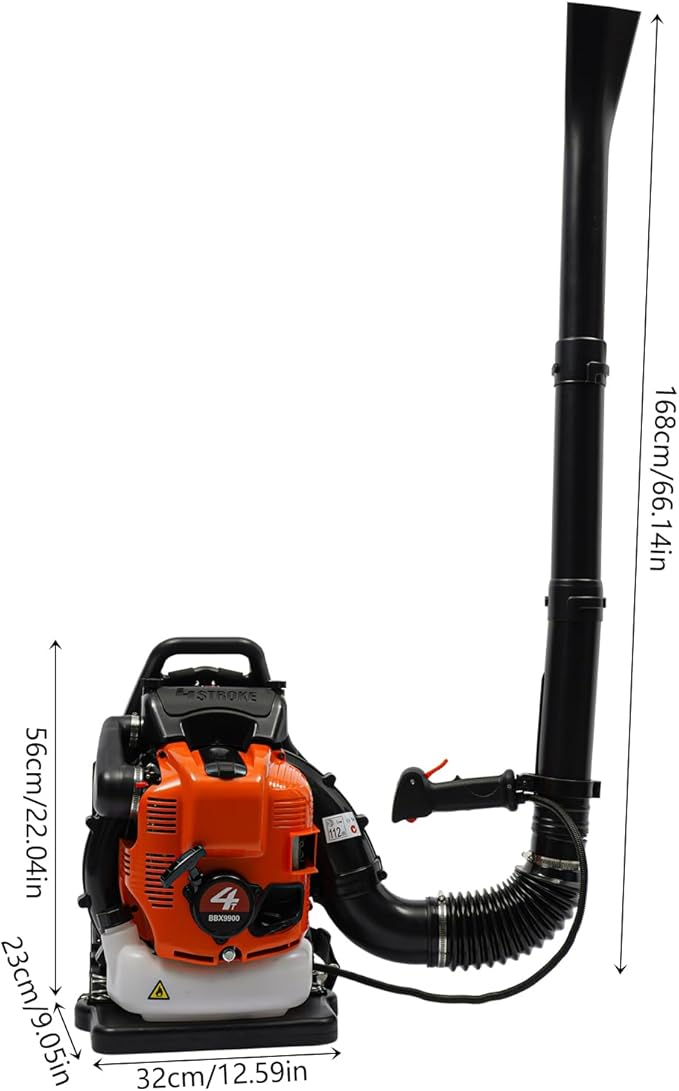 4-Stroke 75.6CC Backpack Gas Powered Leaf Blower 2.6KW Commercial Gasoline Grass Lawn Blower Heavy Duty Gas Leaf Blower with Air-Cooled &amp 1.9L Fuel Tank for Yard Lawn Care Snow Removal