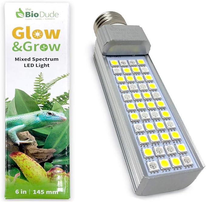 The Bio Dude 6 Glow &amp Grow Best Plant Growth Reptile &amp Amphibian LED Bulb for terrariums