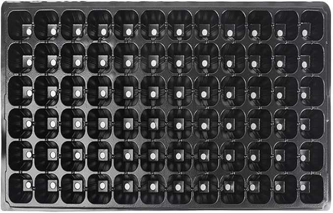 72 Cells Seedling Trays 5 Pack Gardening Germination Plastic Tray with Drain Holes Plant Grow Plug Trays for Plant Seedlings Propagation(5pcs)