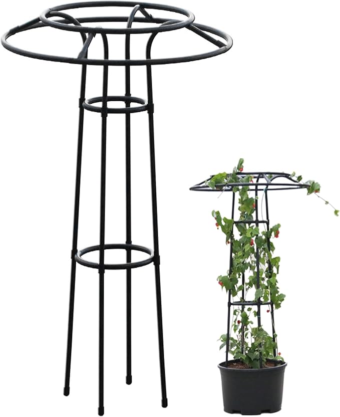 Garden Trellis for Climbing Plants Umbrella Shaped Ventilated Plant Trellis Plastic Wrapping UV Protection Metal for Potted Plant Short 41in| Cages Supports