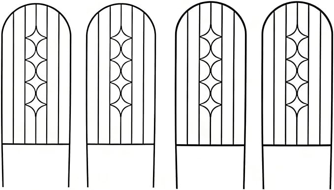4 Pack Arched Metal Garden Trellis for Climbing Plants 45 H x 15.9 W Rustproof Iron Trellis with Decorative Scrollwork Perfect for Roses Vines and Flower Beds
