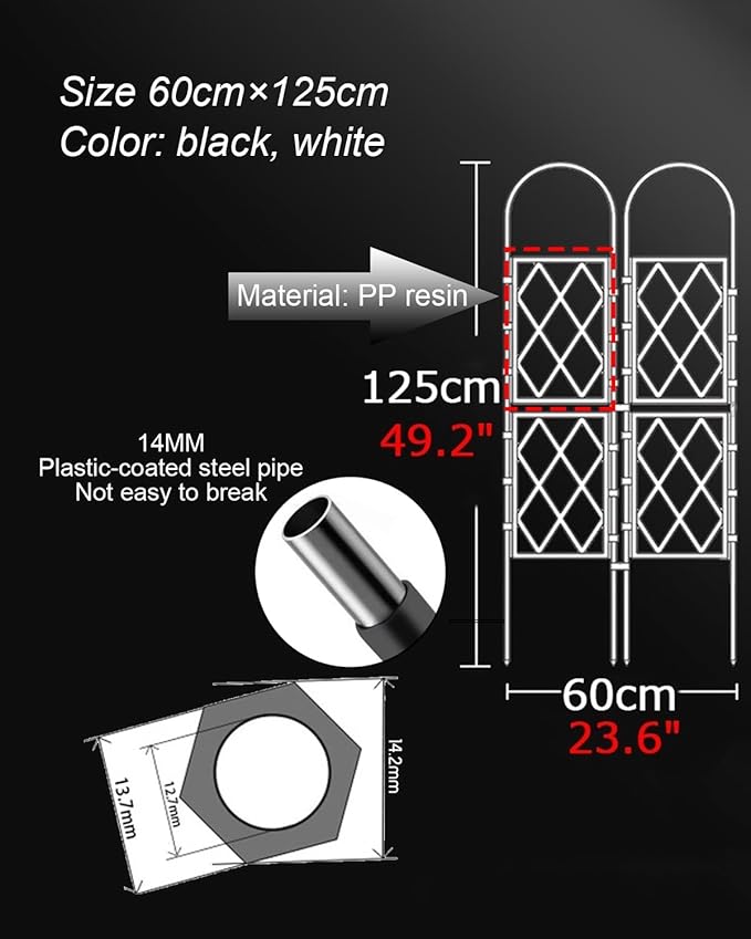 Large Decorative Outdoor Trellis Metal Garden Trellis For Climbing PlantsEuropean Style Rustproof Metal Garden Fence For Outdoor Indoor Potted Plants Tomato Rose(White60x125cm(23.6x49.2in))
