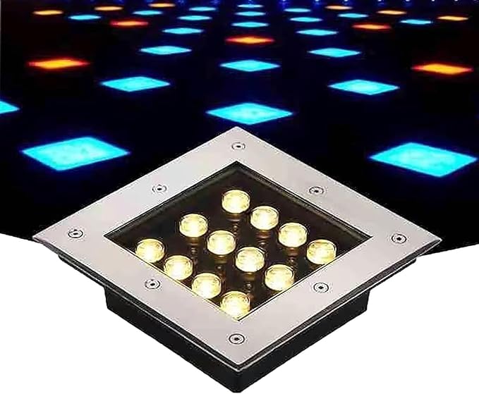 Outdoor Landscape Lights Square Recessed Buried Lamp IP67 Waterproof Stainless Steel Spotlight 12V Low Voltage Pond Light Lighting for Lawn Driveway GardenCold White 9 W