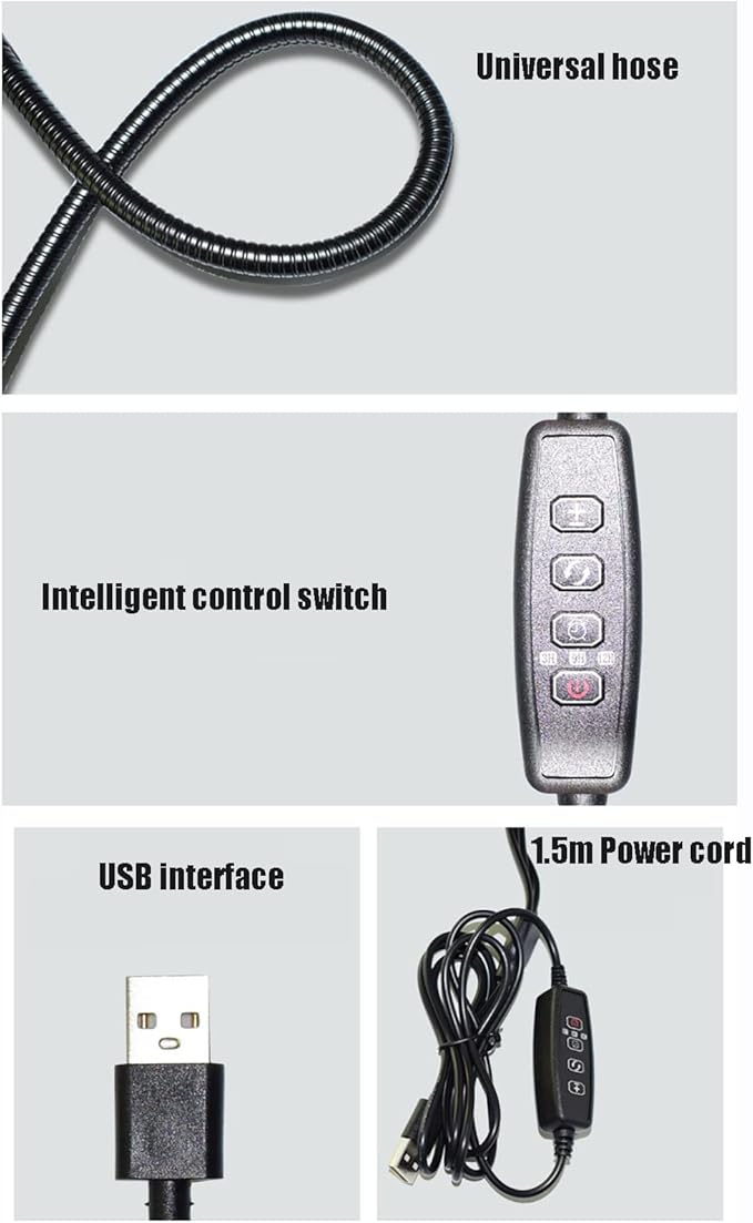 LED Ring Plant Grow Light Grow Light with Clamp 3 Toning Modes 3/9/12 H Timer Ideal for Greenhouse Plants Flowers Veg Succulents Potted Growth (Size : 1 Head) ()