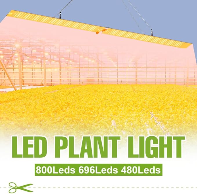 2PCS 600W LED Plants Grow Lights with Diodes Full Spectrum Grow Light for Indoor Plants Veg/Bloom Growing Lamps in Grow Tent Plant Lights for Indoor Growing Germination Seedling Flowering Fruiting
