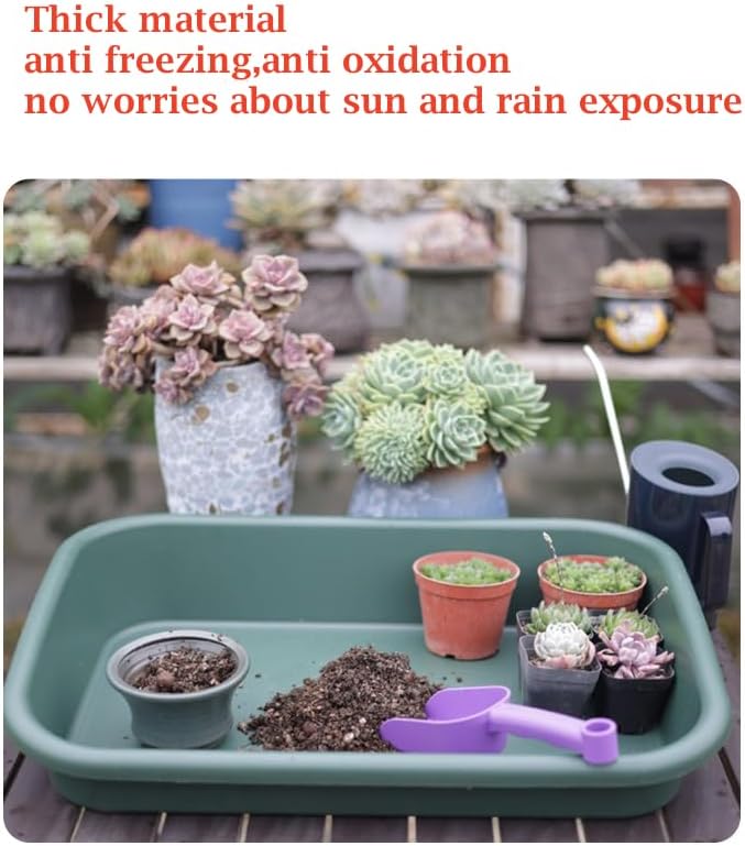 Garden Tidy Tray Multifunctional One Piece Potting Tray for Seeding Mixing Growing and Storage Succulent and Cactus Soil Potting Mix 23x16.4x4.3 (Black)