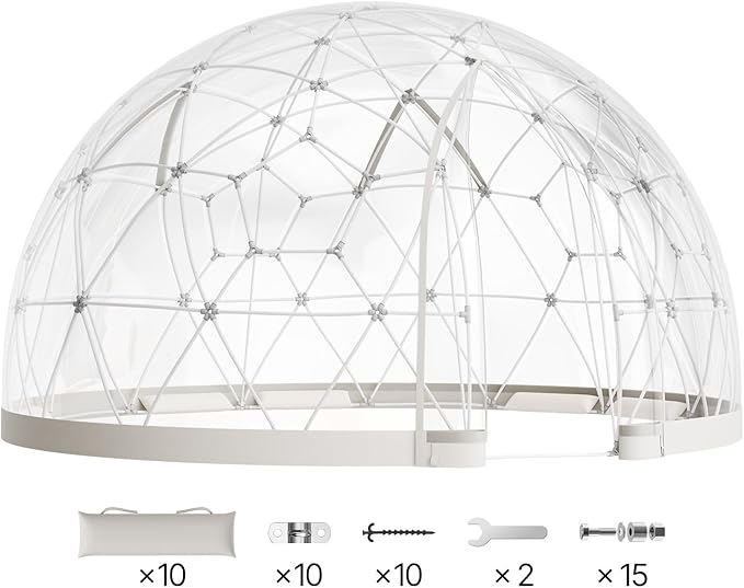 VEVOR Garden Dome Tent 15 x 9.5 ft Clear Bubble Tent House for 12-14 Person Waterproof PVC Geodesic Dome Greenhouse with Ventilated Window Outdoor Igloo Tents for Patio Backyard Party Camping