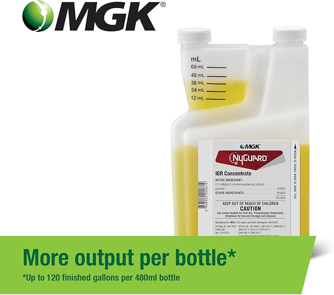 MGK NyGuard® IGR Concentrate | Cockroach Flea Ant Fly and Mosquito Concentrate | Insect Growth Regulator | for Indoor/Outdoor Applications | 140 ML