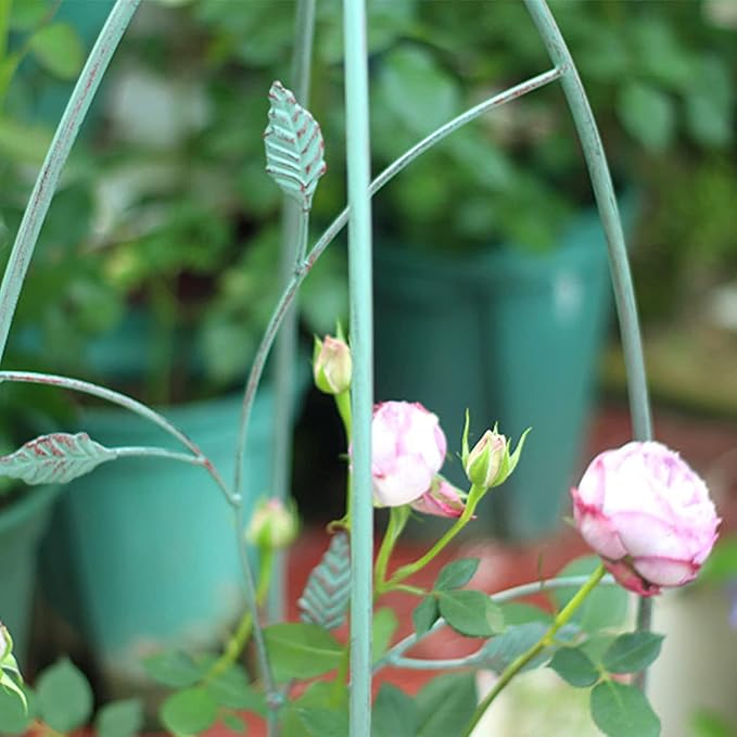 Garden Bird Obelisk Trellis for Climbing Plants Vintage Flower Support Iron Metal Tomatoes Vegetables Flowers Vines (Green)