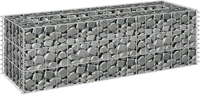 Gabion Raised Bed Silver Galvanized Steel Planter Box 35.4 x 11.8 x 11.8 Inch Outdoor Garden Planters for Flowers Herbs Succulents