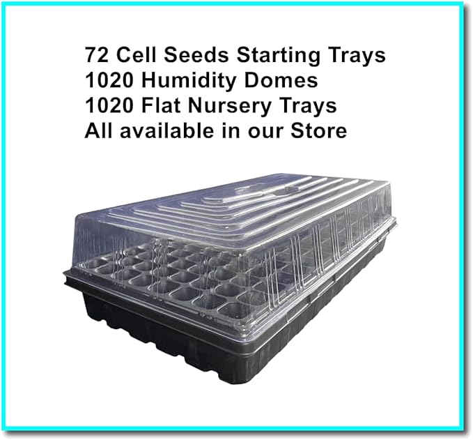 72 Cell Seed Trays Thick Durable 72 Cell Plug Tray Seedling Plastic Nursery Tray for 1020 Flat Germination (10-Pack 21×11 1.81 Height Low)