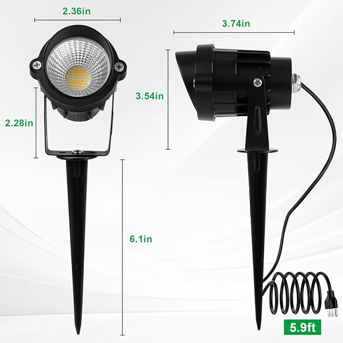 Outdoor Landscape Spotlights 120V LED Spot Light Waterproof for Garden and Yard Up Lighting Warm Light Outdoor Spotlight Accent Lighting Fixture with 5.9 FT Plug Cord 3 Pack