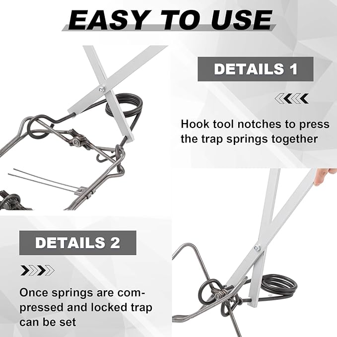 Qualirey 1 Pcs Aluminum Grip Setting Tongs 20 Inch Trap Set Tool Trap Setting Tool for #220 to #330 Traps